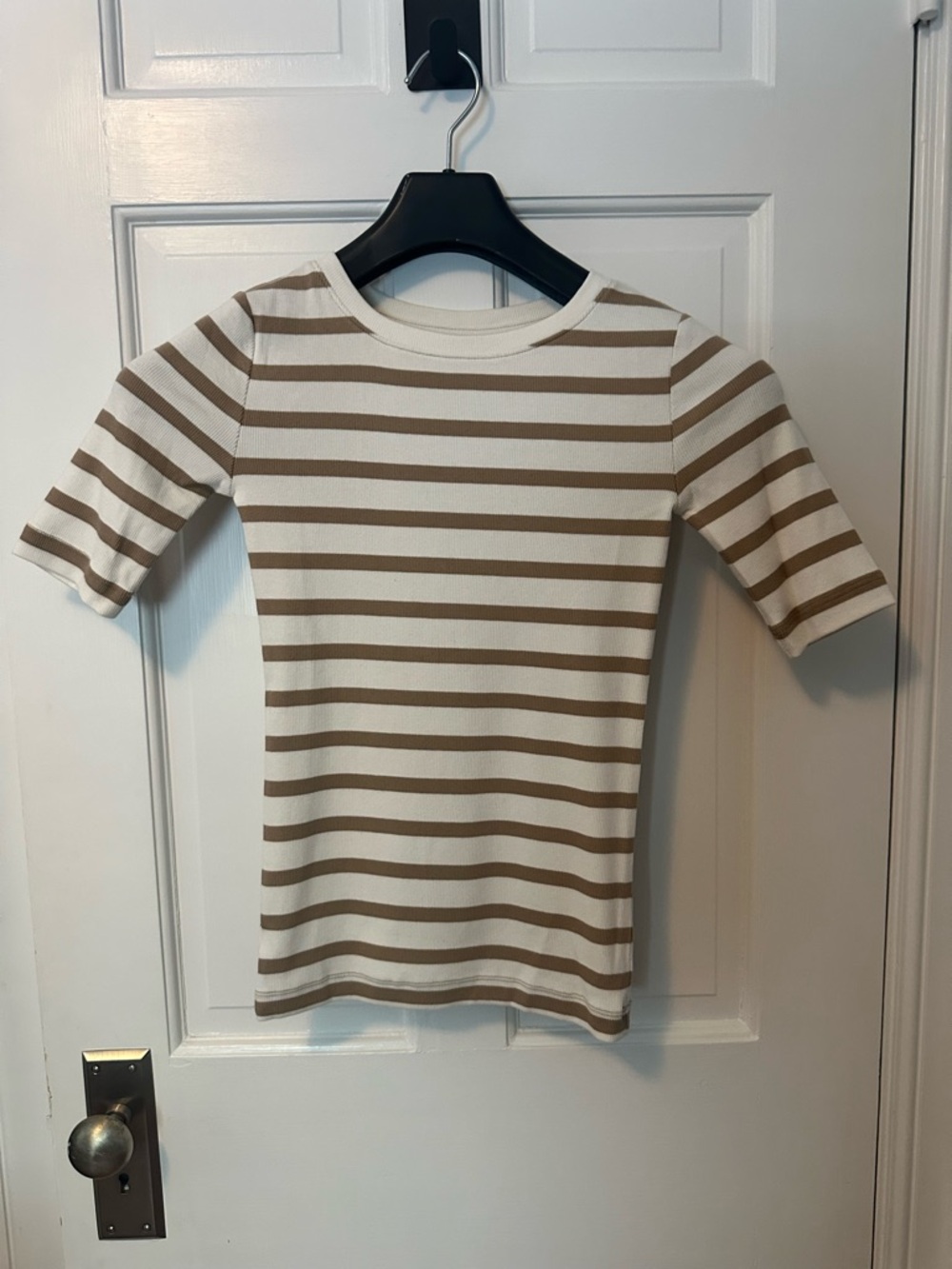 LOFT Petite Tan and White Striped Knit Top - Size XXSP NWT